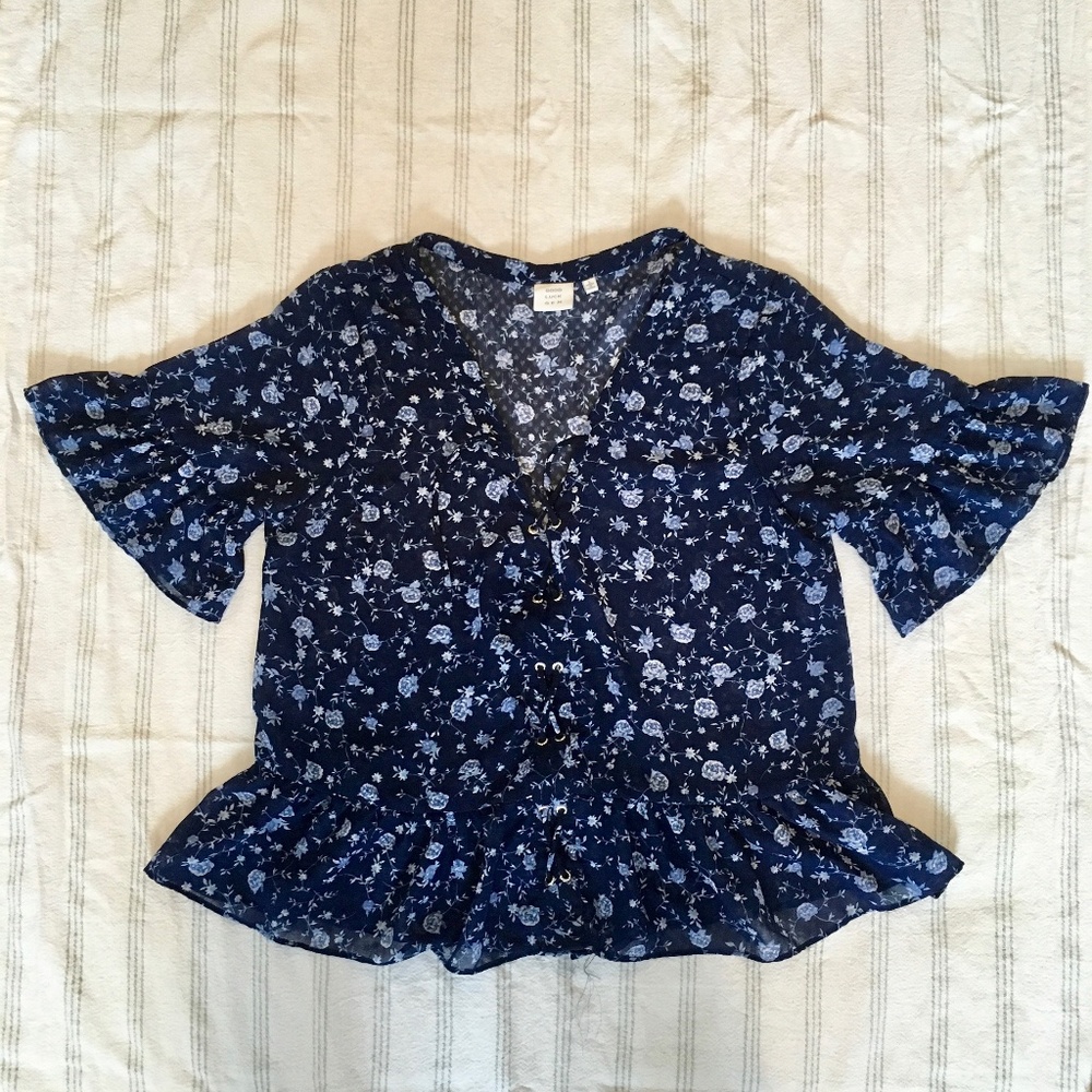 Blue Floral Blouse